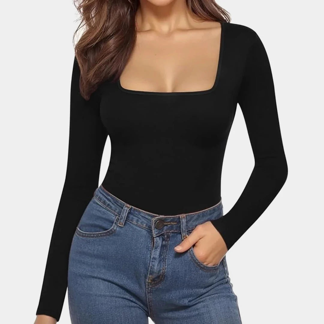 Sculptura™ Long Sleeve Square Neck Bodysuit